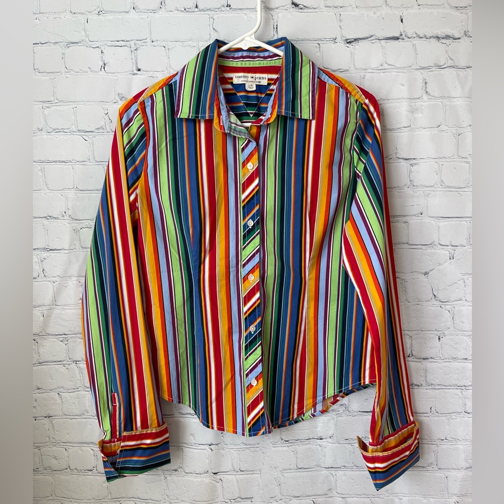 VTG Tommy Hilfiger size large multicolored striped